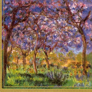 Impressionist Decoupage Napkins | Monet's Springtime at Giverny | Art Napkins | Spring Napkins | Monet Napkins | Paper Napkins for Decoupage