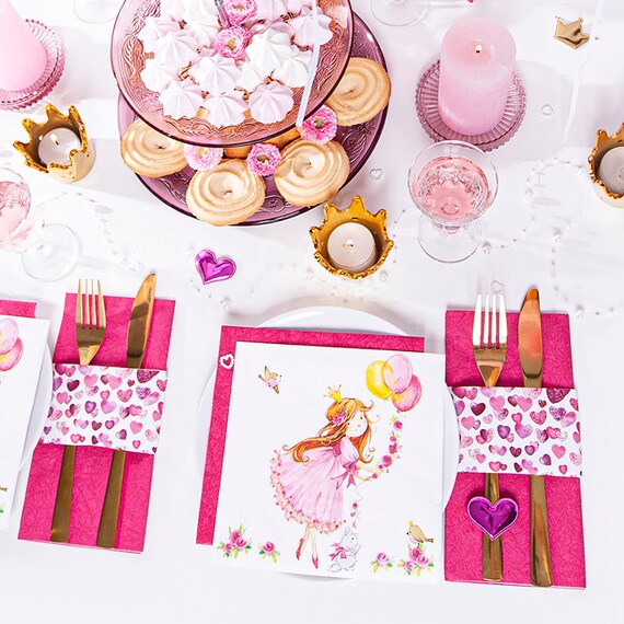 Servilletas De Cumpleaños Con Confeti - Pack De 32 Servilletas De Papel Rosa Dorado, 33x33 Cm, Para Fiestas