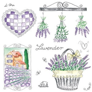 Lavender Garden Decoupage Napkins: German Printed Paper, Set of 4