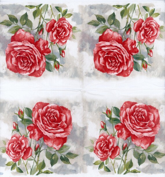 Servilletas de papel decoradas rosas rojas - Comprar Online