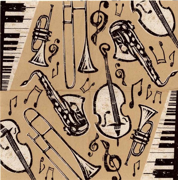 4 Servietten Bebop Jazz Instrumente Musik Servietten Etsy