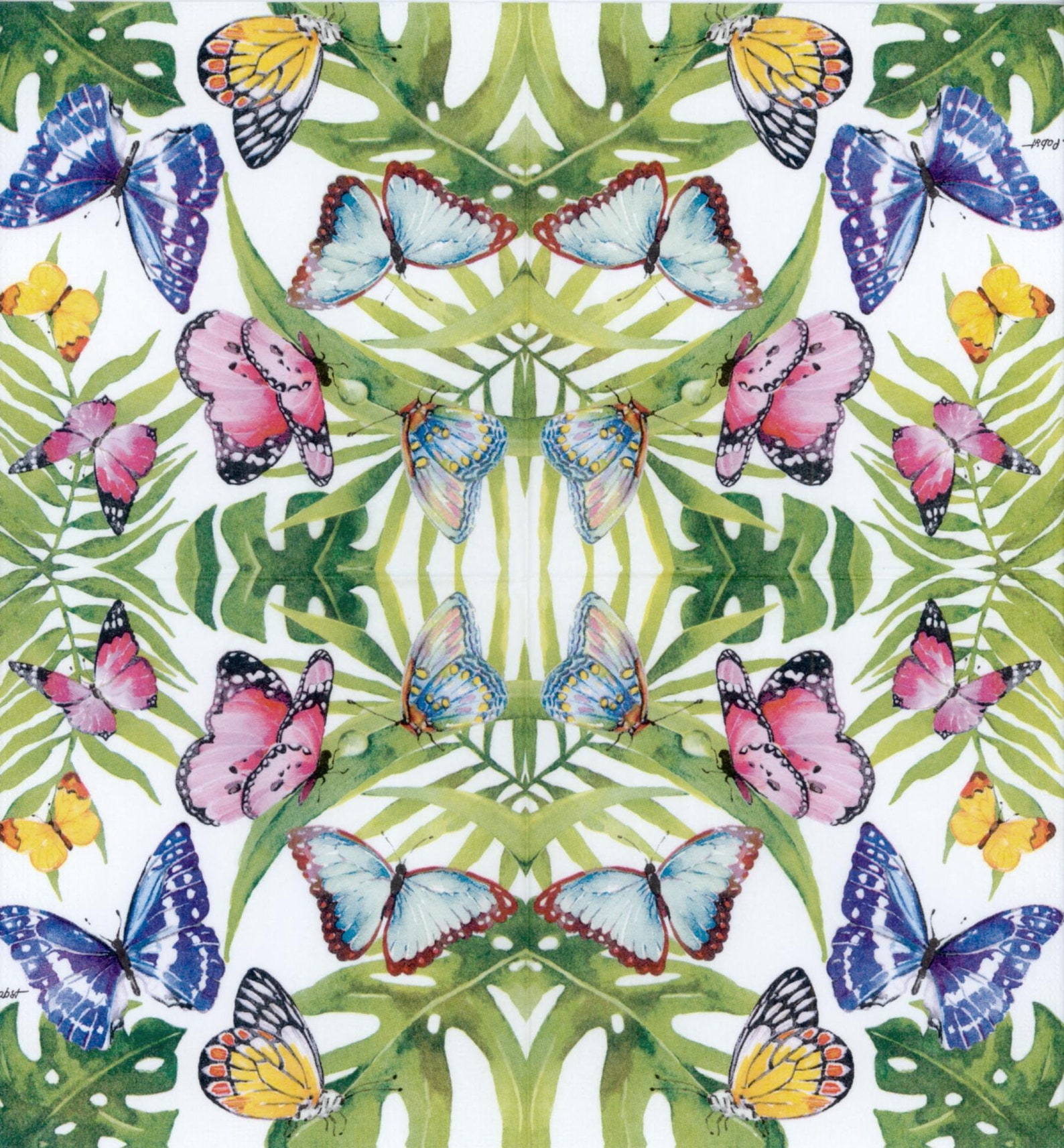 Decoupage Napkins Bright Color Butterflies in Tropic Forest Etsy Canada