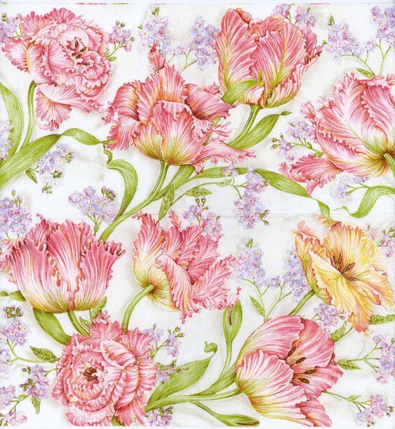 flowers Paris balloon -58 Pink pastel 4 Single paper decoupage napkins