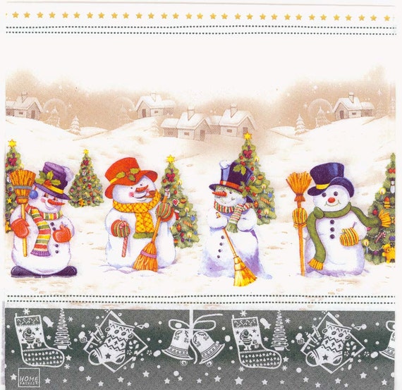 4 Single paper decoupage napkins snow -X93 Christmas winter,snow man