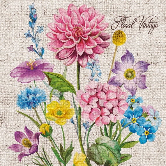 4 tovaglioli per decoupage / fiori tovaglioli vintage / tovaglioli