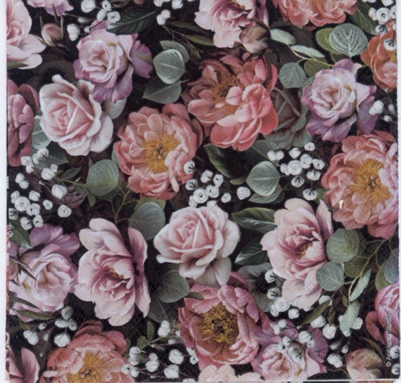 Decoupage Napkins | Roses on black | Floral Napkins | Paper Napkins for Decoupage
