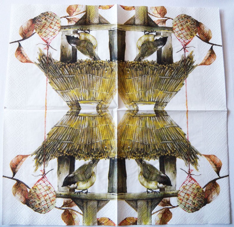 4 Decoupage Napkins Bird in Her Birdhouse Bird Napkins Etsy