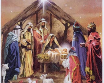Kerstservetten Heilige Familie: decoupagepapier kerststal (set van 4)