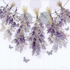 Servilletas de papel de 3 capas con diseño de jardín de lavanda (juego de 4)