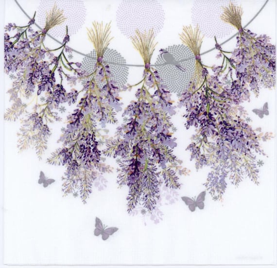 Lavender Garden Decoupage Napkins: 3-Ply Paper Napkins, Set of 4