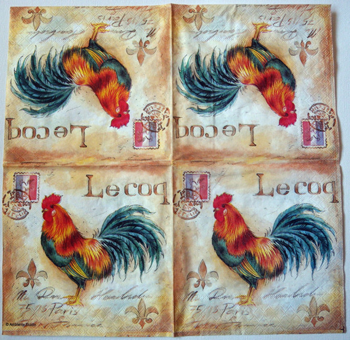 Decoupage Napkins Le Coq the Rooster Chicken Napkins Etsy