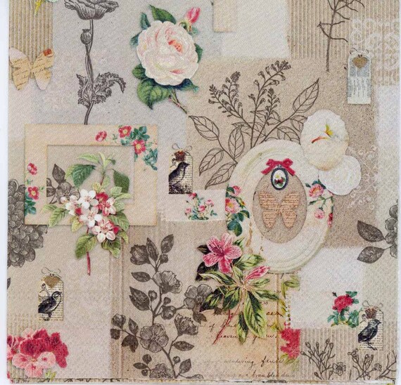 4 papel de Almuerzo Servilletas Para Decoupage Mesa de fiesta Vintage Pastel Mariposas