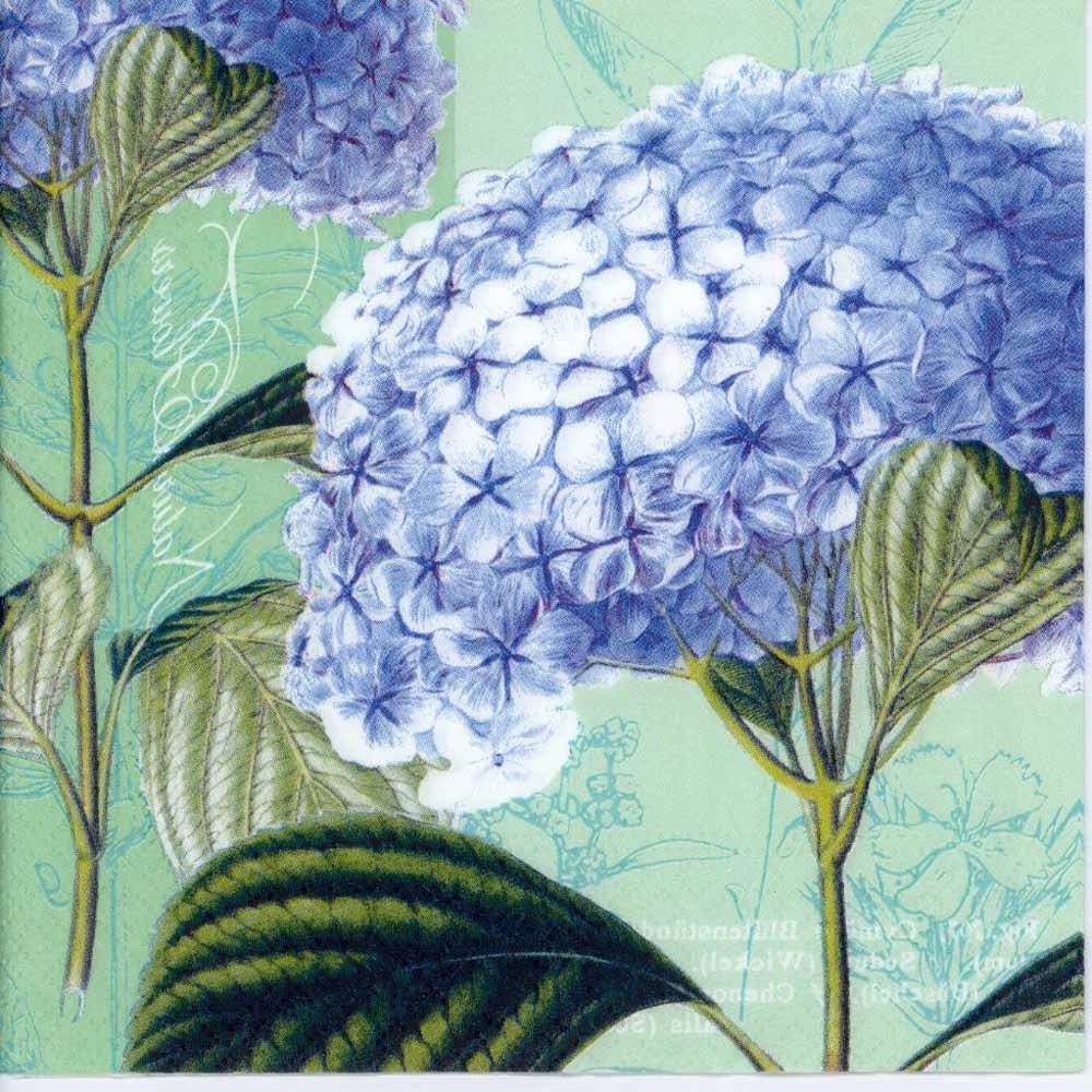 4 Paper Napkins Serviettes Blue Hydrangea Decoupage Napkins New 