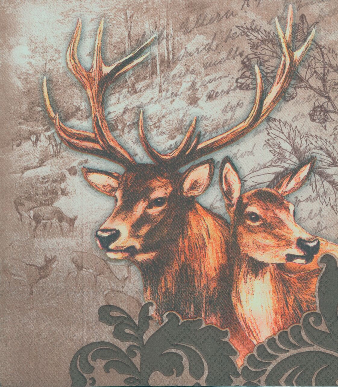 4 lose Servietten Napkins Winterlanschaft Rehe 4 lose Servietten Napkins Winterlanschaft Rehe