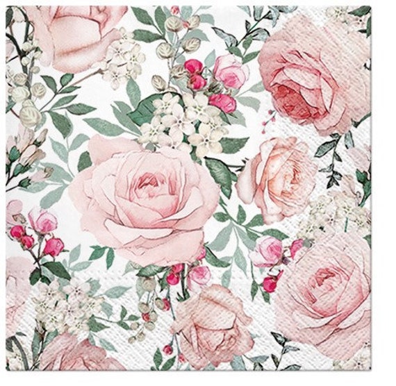 Servilletas Decoupage Apricot Rose Cream