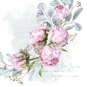 4 Decoupage-Servietten | Rosa Rosen Rahmen | Blumen-Servietten |Wildblumen-Servietten | Papierservietten für Decoupage