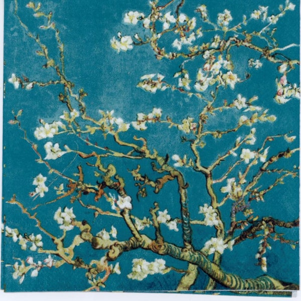 Serviettes de découpage impressionnistes | Fleur d'amandier de Van Gogh | Serviettes artistiques | Serviettes de fleurs | Serviettes en papier pour le découpage