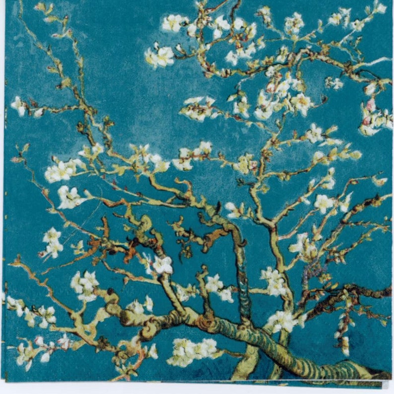 Paper Napkins for Decoupage Impressionist Decoupage Napkins |Van Gogh/'s almond blossom Flower Napkins Art Napkins