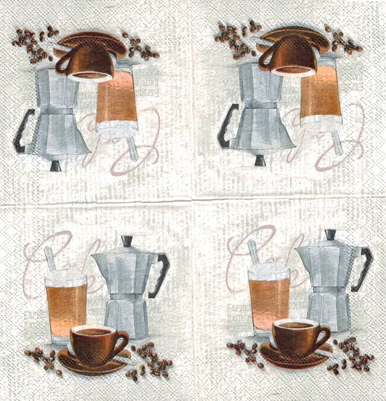 Decoupage Napkins Coffee Beans Coffee Pot & Cup of Coffee Etsy