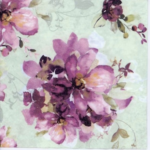 4 Decoupage Servietten |Lila Rosen im Aquarell|Rosen-Servietten|Garten-Servietten|Blumen-Servietten|Wasserfarben Servietten|Papierservietten für Decoupage