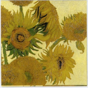 Decoupage Napkins|van Gogh&#39;s Sunflowers-part | Art Napkins | Sunflower Napkins | Flower Napkins | Paper Napkins for Decoupage