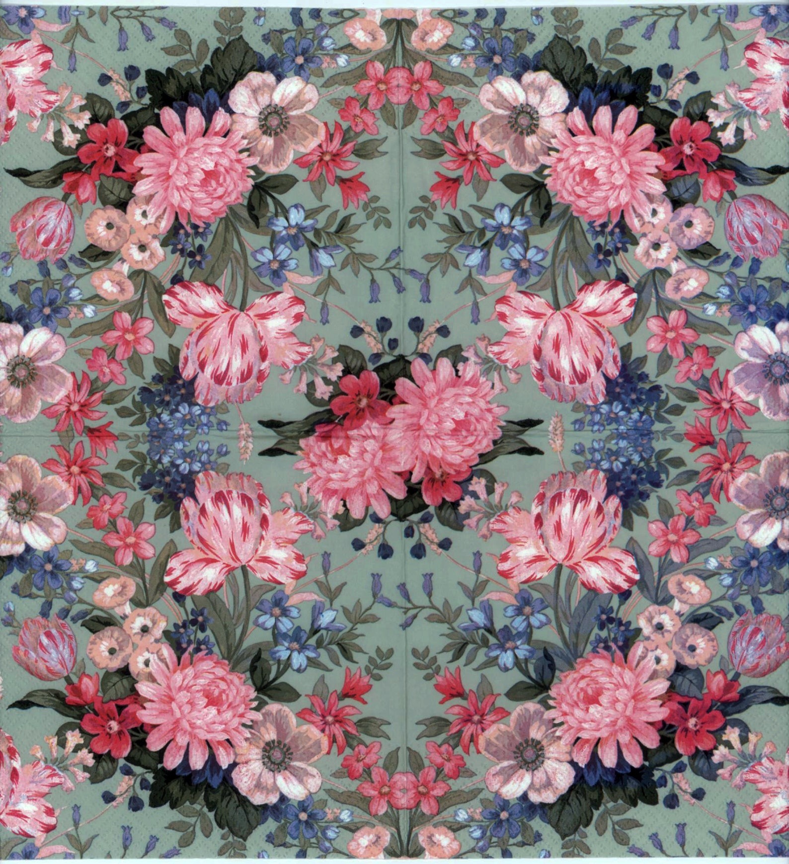 Decoupage Paper Napkins Pink Roses on Blue Rose Napkins Etsy