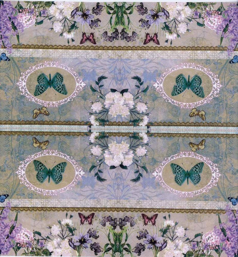 Decoupage Napkins Romantic Butterflies and Flowers Pastel Etsy