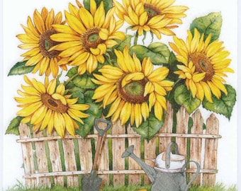 4 Decoupage Napkin | Sunflower Garden | Sunflower Napkins | Floral Napkins |  Party Napkins | Paper Napkins for Decoupage