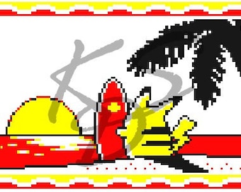 Pokemon Yellow - Pikachu's Beach Cross Stitch Pattern