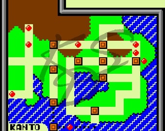 Kanto Map 2nd Generation Cross Stitch Pattern