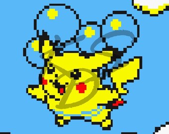 Pokemon Yellow - Flying Pikachu Cross Stitch Pattern