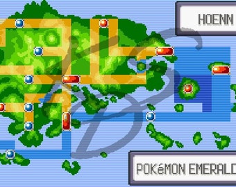 Hoenn Region Map Cross Stitch Pattern