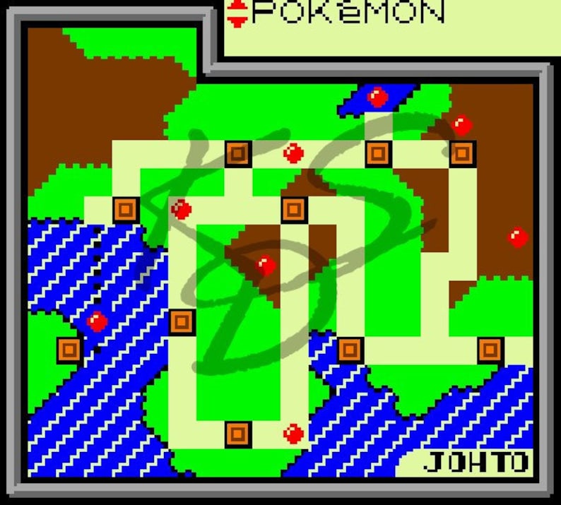 Johto Map 2nd Generation Cross Stitch Pattern image 1