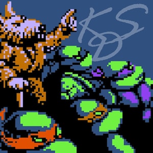 NES TMNT Square - Splinter & Turtles Cross Stitch Pattern