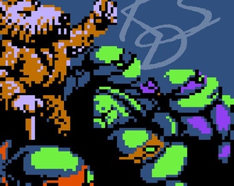 NES TMNT Square - Splinter & Turtles Cross Stitch Pattern