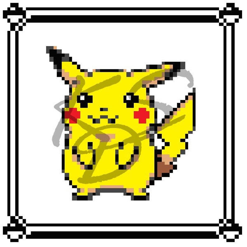 Pokemon Yellow Custom Pikachu Cross Stitch Pattern image 1