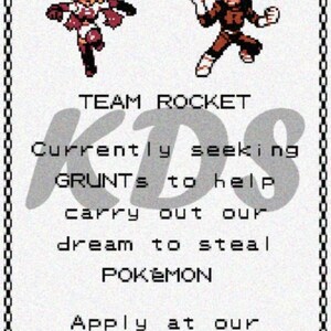 Team Rocket Recruitment Poster Cross Stitch Pattern