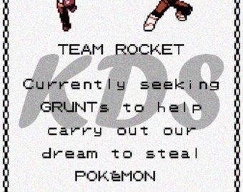 Team Rocket Recruitment Poster Cross Stitch Pattern