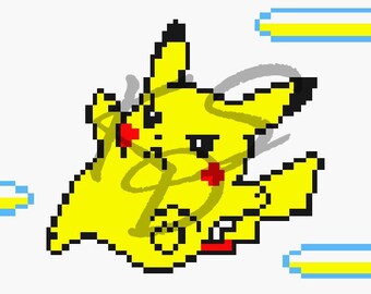 Pokemon Yellow - Action Pikachu Cross Stitch Pattern