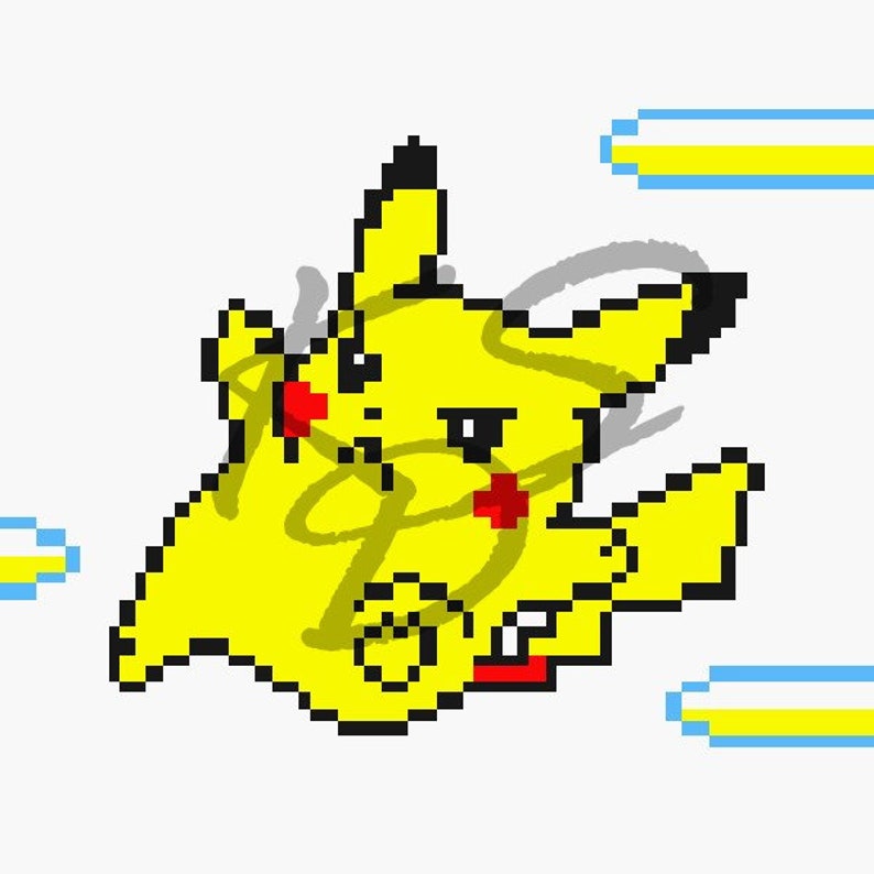 Pokemon Yellow Action Pikachu Cross Stitch Pattern image 1