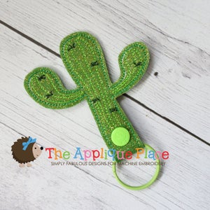 Key Fob Embroidery Design - Snap Tab - Cactus - Embroidery PATTERN Digital File - Download Design In The Hoop Keychain - The Applique Place