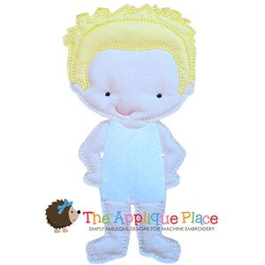Dress Up Doll * Nathan * Felt paperless unpaper Cloth doll In The Hoop ITH Machine Embroidery Applique Design