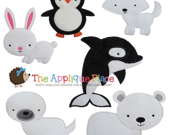 Arctic Animal Applique Designs , Instant Digital Download File for Machine Embroidery , 4X4 5X7 6X10 in dst esp hus jef pes sew vip xxx