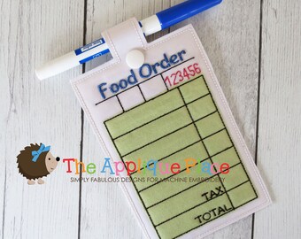ITH Food Order Pad - Cameriera Ristorante Play - Ricamo a macchina PATTERN Digital File Download Design Pattern In The Hoop - Applique Place