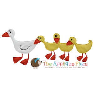 Ducks Applique Design , Instant Digital Download File for Machine Embroidery , 4X4 5X7 6X10 in dst esp hus jef pes sew vip xxx