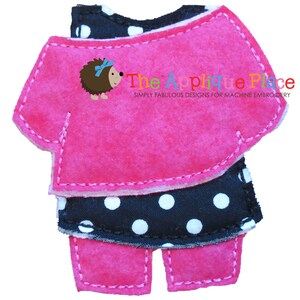 Dress Up Doll * Tunic and Leggings * Paperless Unpaper Cloth doll outfit In The Hoop ITH Machine Embroidery Applique Design