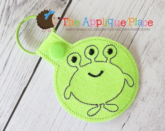ITH Key Fob - Snap Tab - Crazy Monster - Machine Embroidery PATTERN Digital File Download Design - In The Hoop - Keychain The Applique Place