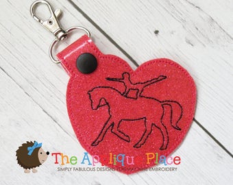 ITH Key Fob Snap Tab - Horse Vaulting - Machine Embroidery PATTERN Digital File Download Design * In The Hoop Keychain - The Applique Place