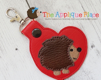 ITH Key Fob Snap Tab - Cute Hedgehog - Machine Embroidery PATTERN Digital File - Download Design * In The Hoop Keychain - The Applique Place