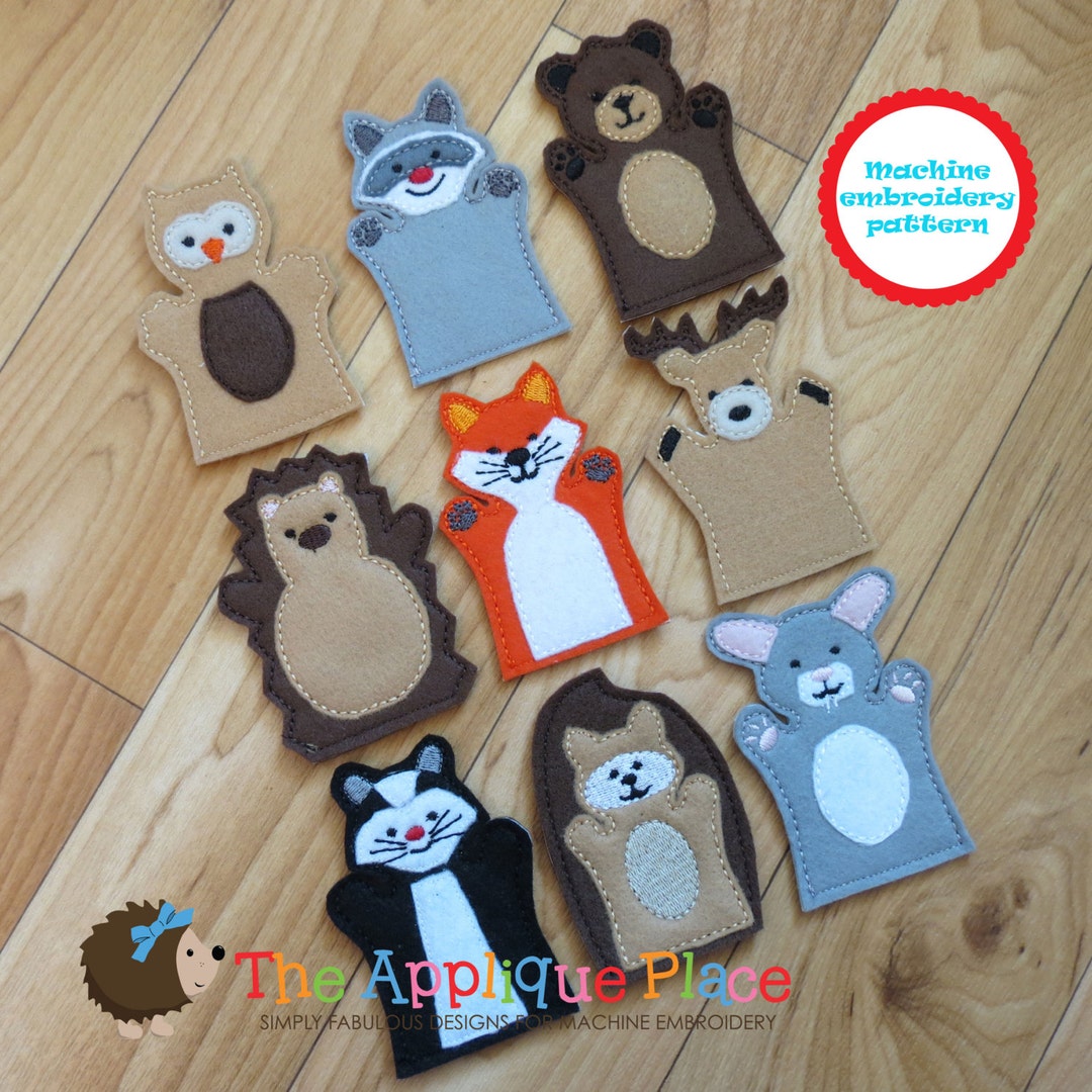 Finger Puppets Embroidery Design Woodland Finger Puppets in the Hoop